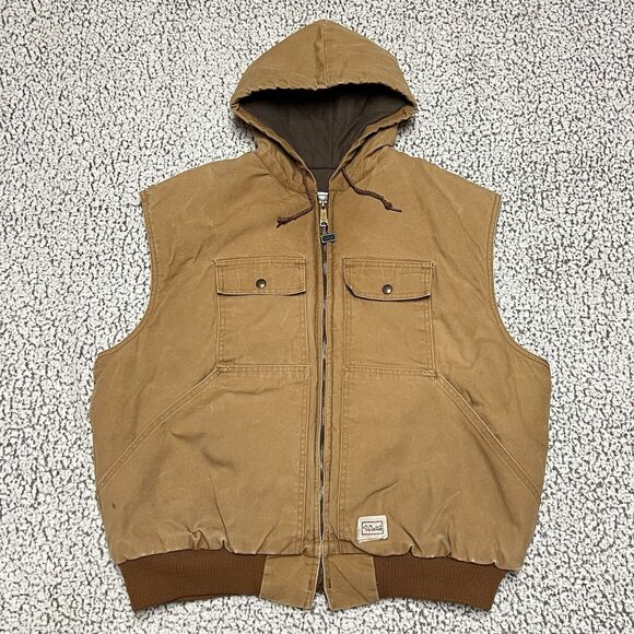 VTG Walls Outdoors Vest Mens XL Brown Duck Hooded Full-Zip Thermal Lined USA - Picture 14 of 14